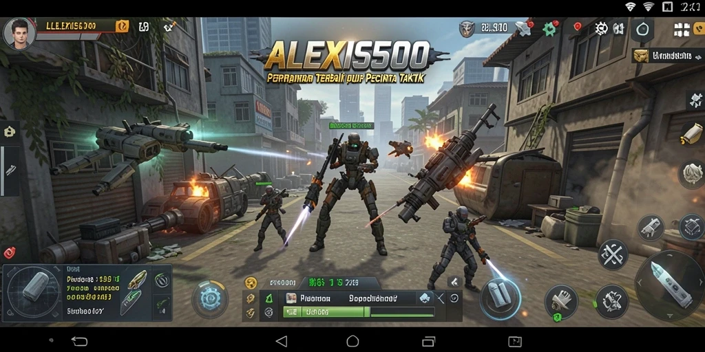Screenshot gameplay ALEXIS500 menunjukkan taktik menghasilkan kemenangan.