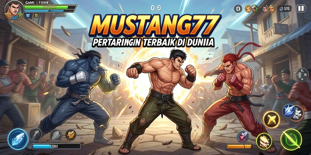 Screenshot MUSTANG77 menampilkan aksi pertarungan yang seru dan grafis yang menarik.