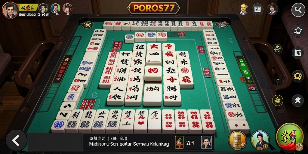 Screenshot utama <strong>POROS77</strong> menampilkan gameplay Mahjong yang menarik.
