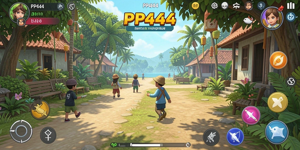 Tampilan gameplay PP444 yang ceria dan menghibur.