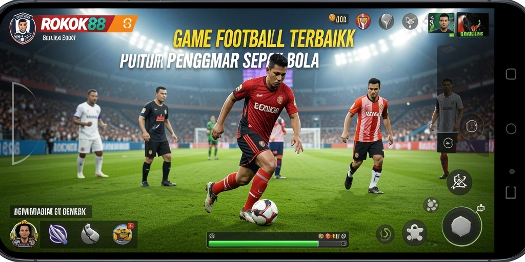 Tampilan aksi mendebarkan dari permainan sepak bola ROKOK88.