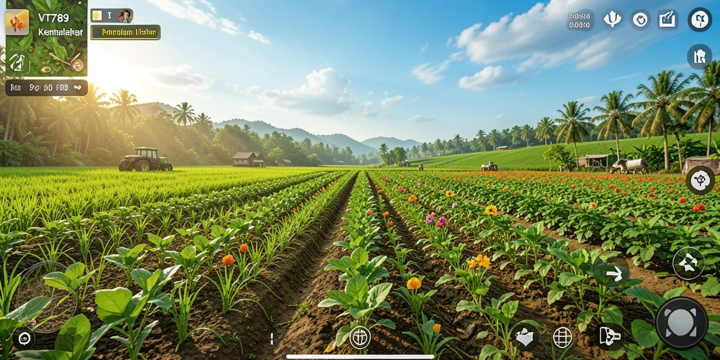 Screenshot utama VT789 menampilkan gameplay bertani yang menyenangkan.